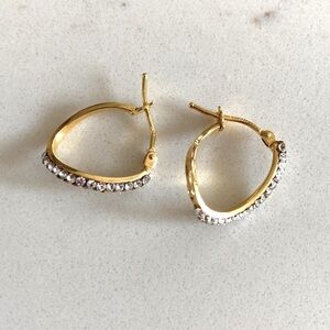 14k gold hoops with crystals